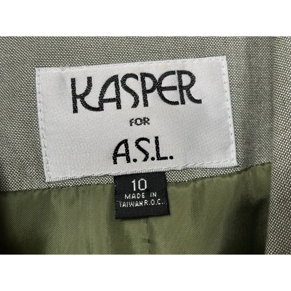Kasper Blazer Suit Jacket Womens Size 10 Olive Green 4 Buttons Business Office - Picture 3 of 7